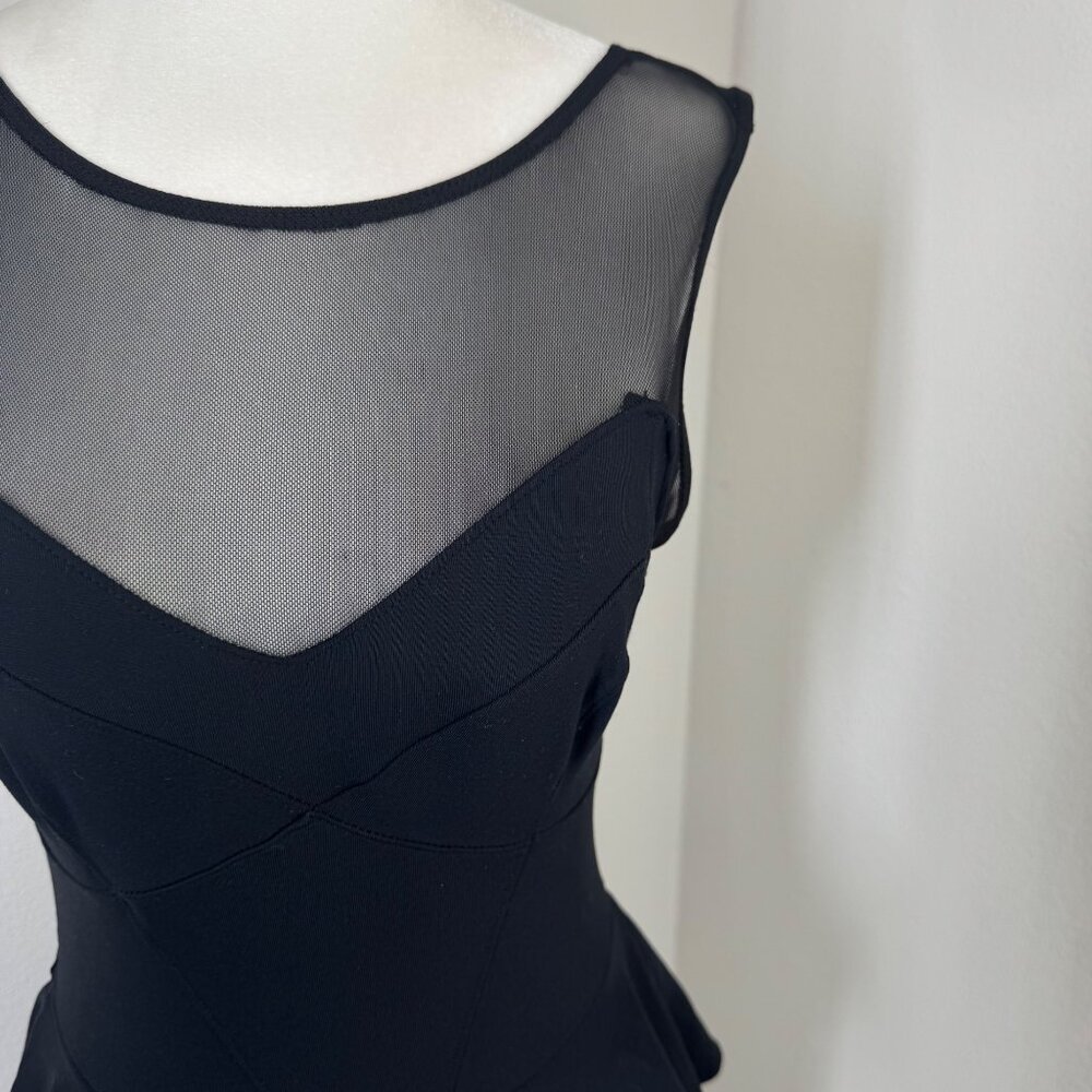 2B Bebe Black Stella Peplum Mini Dress Size XS Stretch Sleeveless Cocktail - Picture 2 of 13